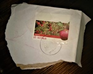 stamp torn from envelope